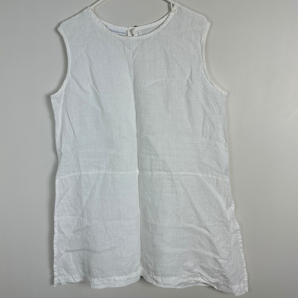 Bryn Walker 100% Linen White Tunic Top Womens Size XL Layering Lagenlook Minimal